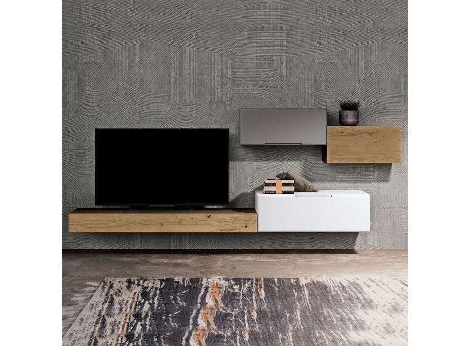 Compozitie mobilier living si suport TV din MDF Made in Italy - Hedda Viadurini