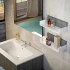 Seturi de mobilier din lemn realizate în Italia pentru toaletă pentru baie suspendată Viadurini