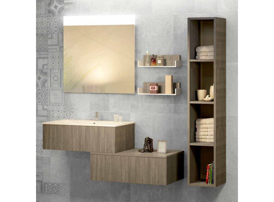 Seturi de mobilier din lemn realizate în Italia pentru toaletă pentru baie suspendată Viadurini