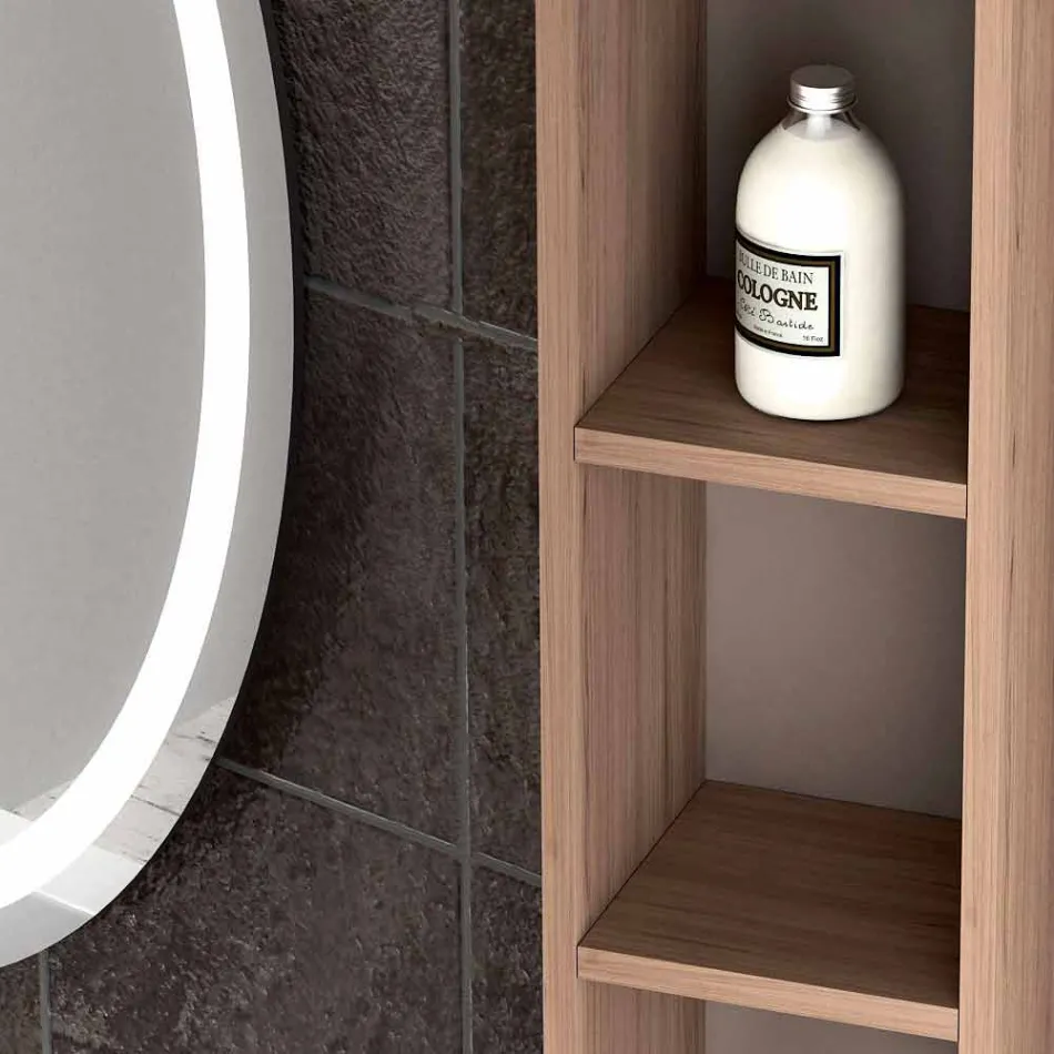 Compoziție de mobilier de baie din lemn suspendat de design din Italia Genova Viadurini