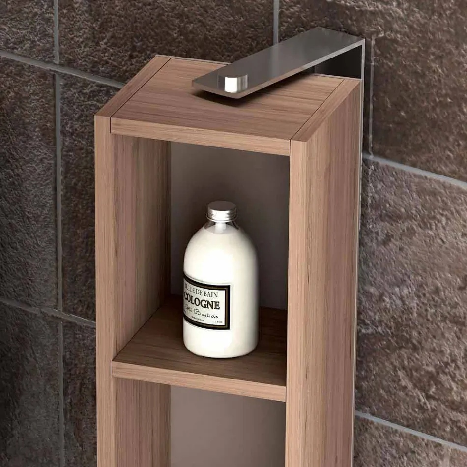 Compoziție de mobilier de baie din lemn suspendat de design din Italia Genova Viadurini