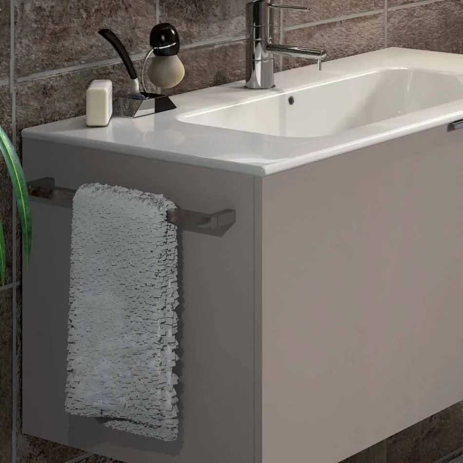 Compoziție de mobilier de baie din lemn suspendat de design din Italia Genova Viadurini