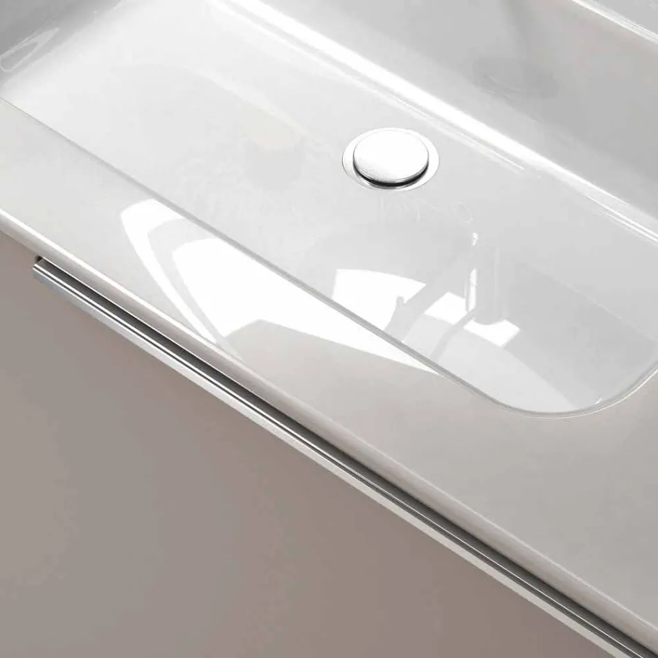 Compoziție de mobilier de baie din lemn suspendat de design din Italia Genova Viadurini