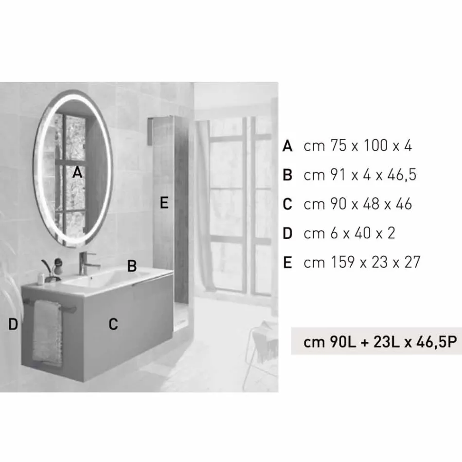 Compoziție de mobilier de baie din lemn suspendat de design din Italia Genova Viadurini