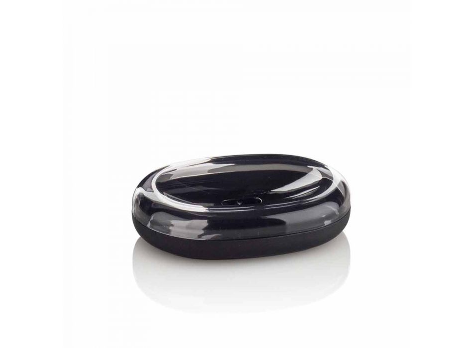 Compoziția modernă a accesoriilor de baie din plastic și cauciuc negru - Noto Viadurini