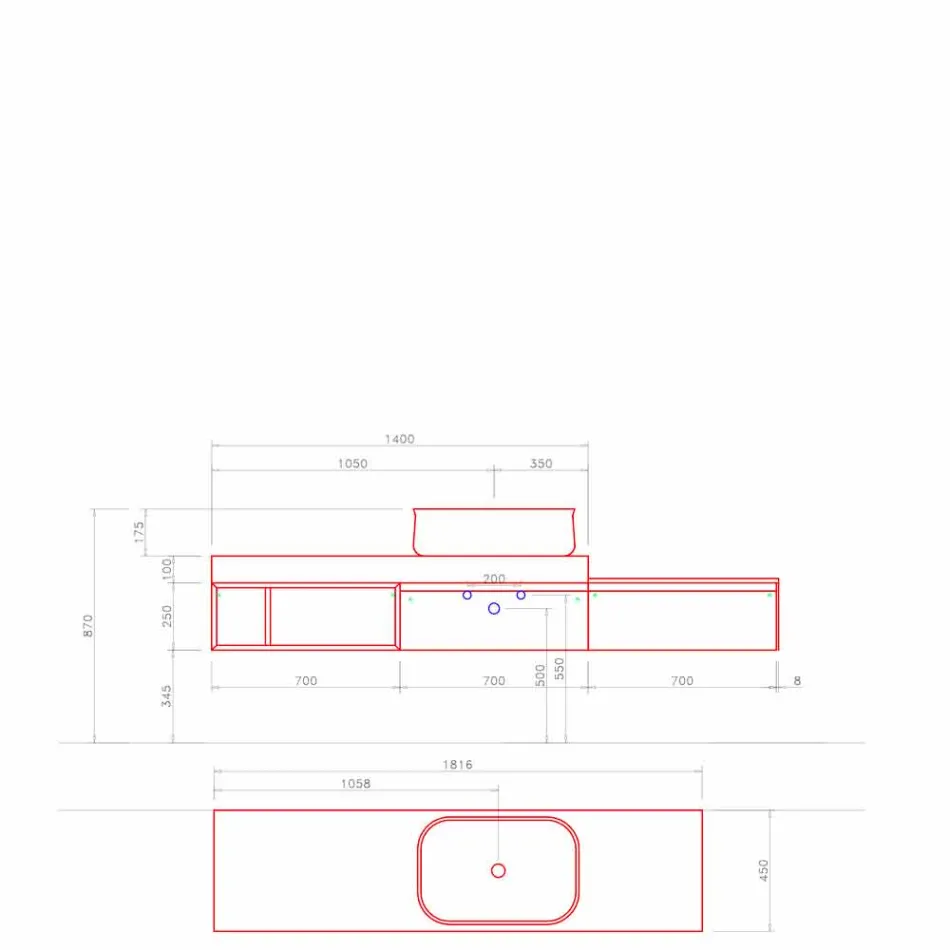 Compoziție modernă și suspendată a mobilierului de baie de design - Callisi2 Viadurini