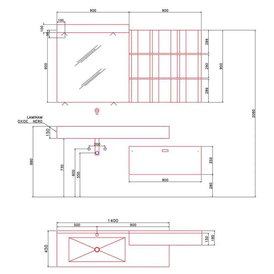 Compoziție pentru baie suspendată și design modern Made in Italy - Farart9 Viadurini