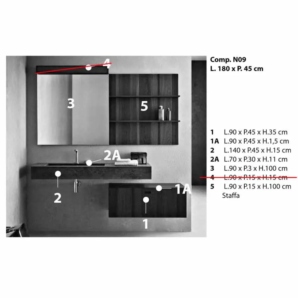 Compoziție pentru baie suspendată și design modern Made in Italy - Farart9 Viadurini