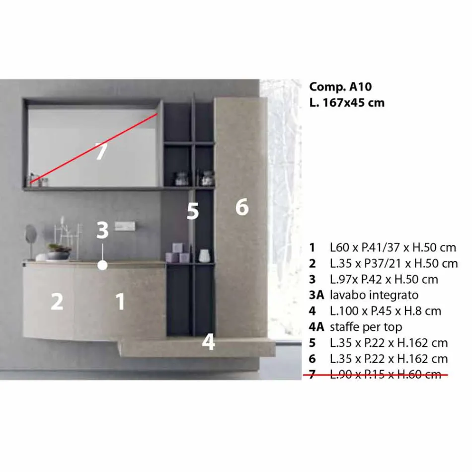 Compoziție de baie, suspensie de design modern italian - Callisi10 Viadurini