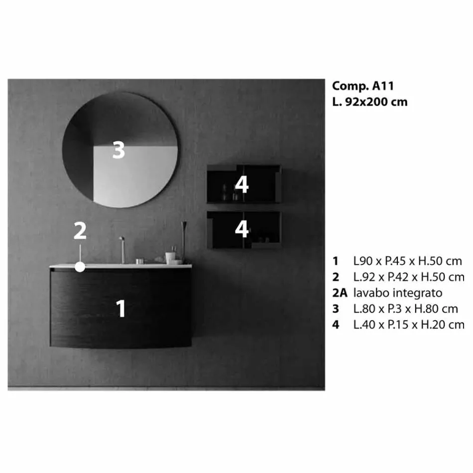 Compoziție pentru baie suspendată de design modern Made in Italy - Callisi11 Viadurini