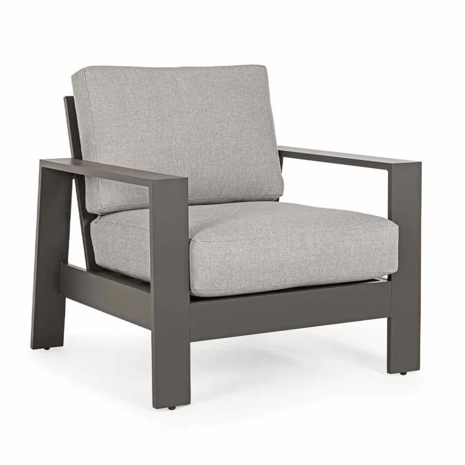 Compoziție cameră de zi în aer liber din aluminiu cu perne din țesătură - Yoshi Viadurini