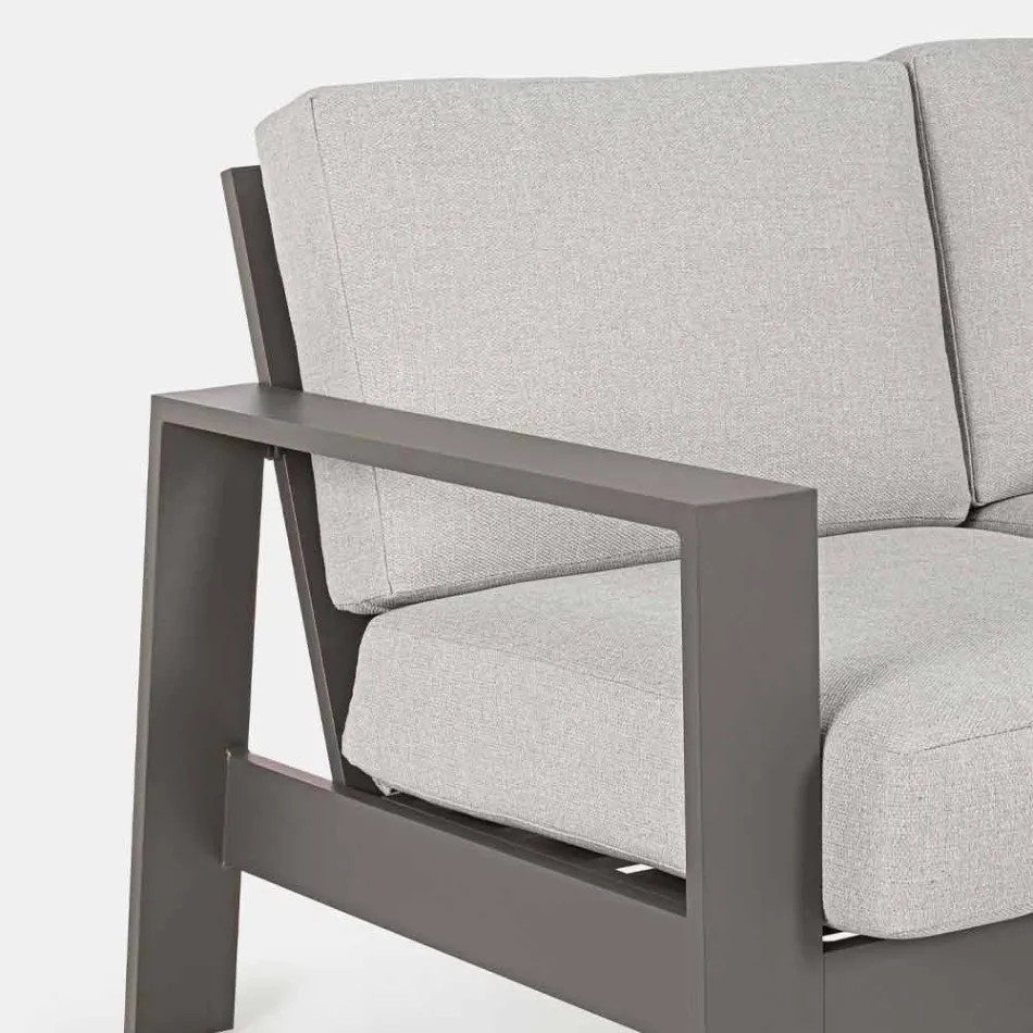 Compoziție cameră de zi în aer liber din aluminiu cu perne din țesătură - Yoshi Viadurini