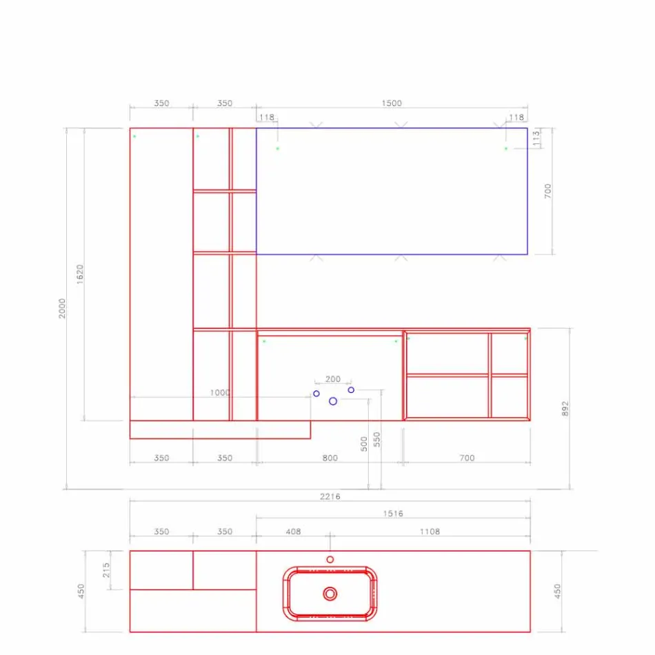 Compoziție mobilier de baie suspendat cu design modern Made in Italy - Callisi15 Viadurini