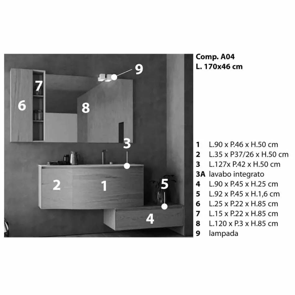 Compoziție suspendată și modernă pentru baie, design Made in Italy - Callisi4 Viadurini