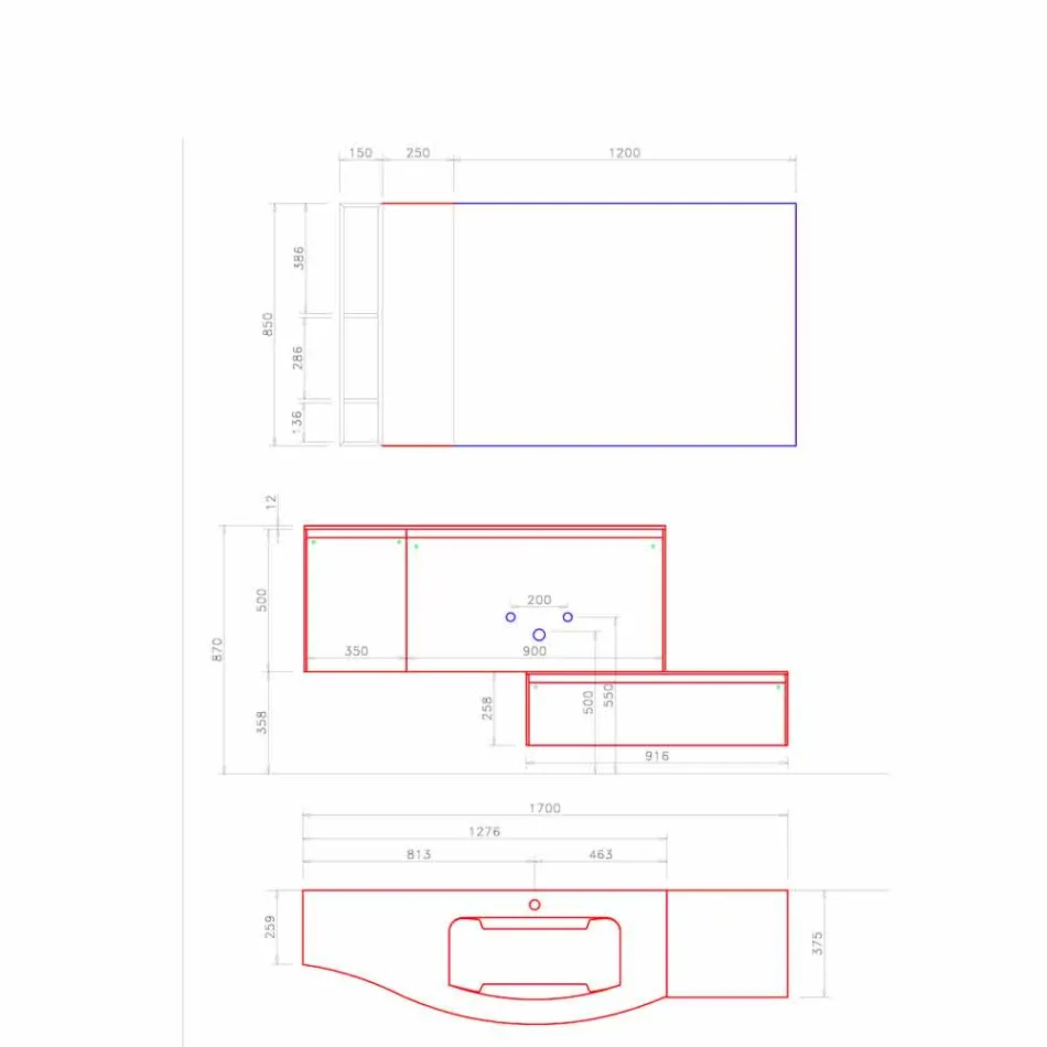 Compoziție suspendată și modernă pentru baie, design Made in Italy - Callisi4 Viadurini