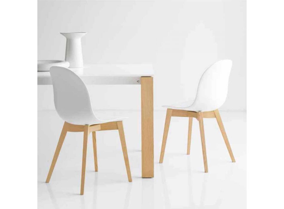 Connubia Calligaris Academia scaun de design de bază în lemn, 2 bucăți Viadurini