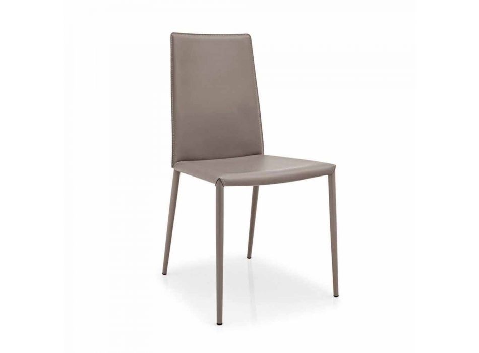 scaun de piele Connubia Calligaris Boheme, din metal modern, 2 bucăți Viadurini