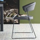 Connubia New York Calligaris scaun din piele de design modern, 2 bucăți Viadurini