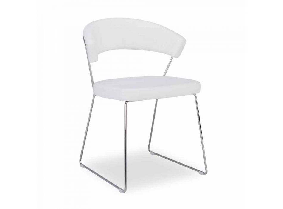 Connubia New York Calligaris scaun din piele de design modern, 2 bucăți Viadurini