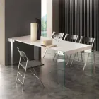 Consolă extensibilă cu design modern, cu picioare din sticlă temperată Miss Viadurini