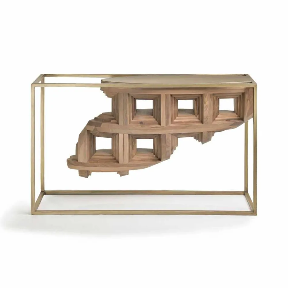 Console în design din lemn de nuc de lux si metal Pardo Viadurini