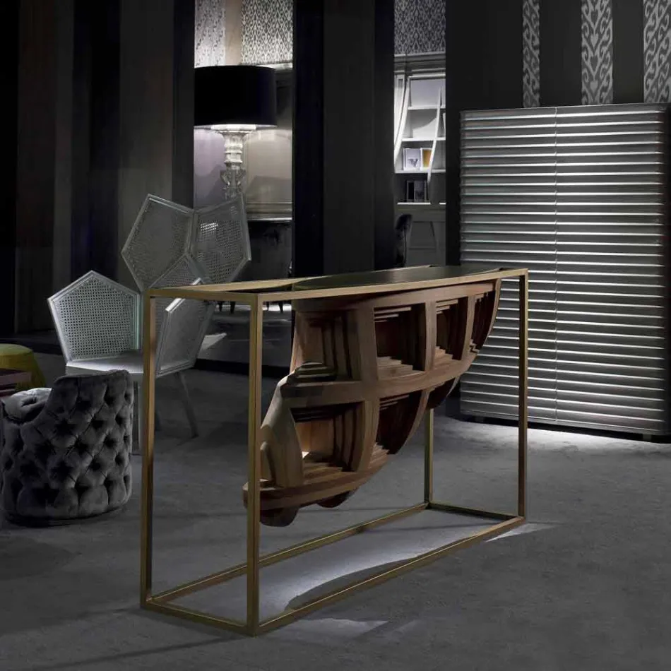 Console în design din lemn de nuc de lux si metal Pardo Viadurini