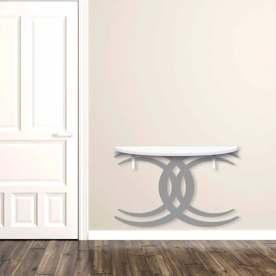 Consola de perete pentru design modern din lemn alb și gri - Coco Viadurini