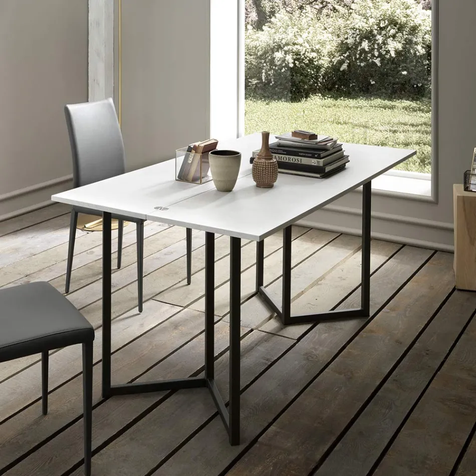 Consola extensibila 150 cm din metal si melamina Made in Italy - Clapa Viadurini