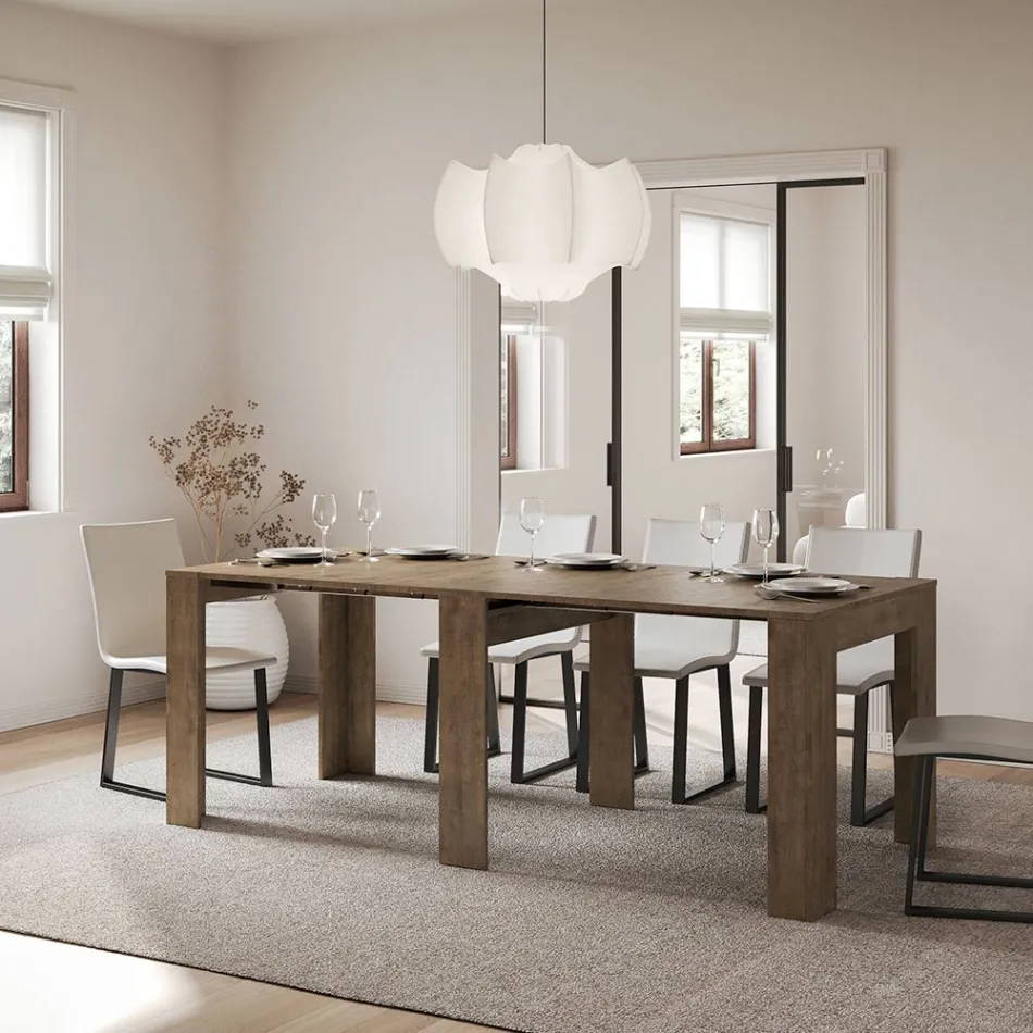 Consola extensibila pana la 181 cm in panouri melaminate Made in Italy - Drago Viadurini