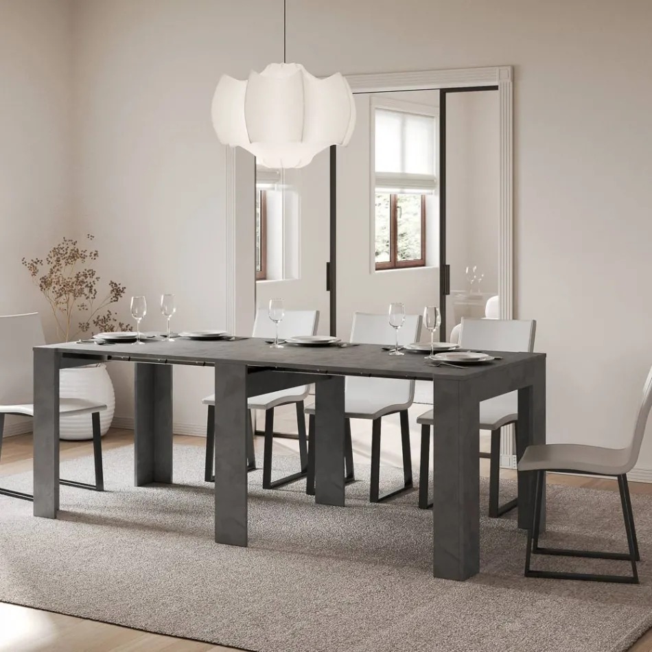 Consola extensibila pana la 211 cm in panouri melaminate Made in Italy - Principessa Viadurini