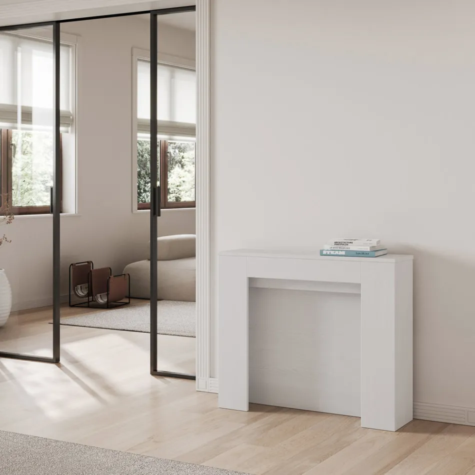 Consola extensibila pana la 211 cm in panouri melaminate Made in Italy - Principessa Viadurini