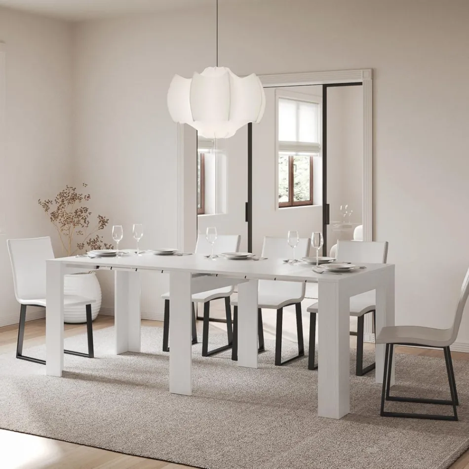 Consola extensibila pana la 211 cm in panouri melaminate Made in Italy - Principessa Viadurini