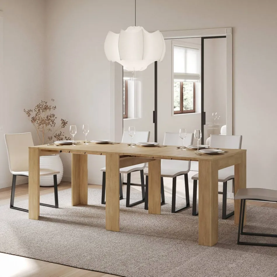 Consola extensibila pana la 211 cm in panouri melaminate Made in Italy - Principessa Viadurini