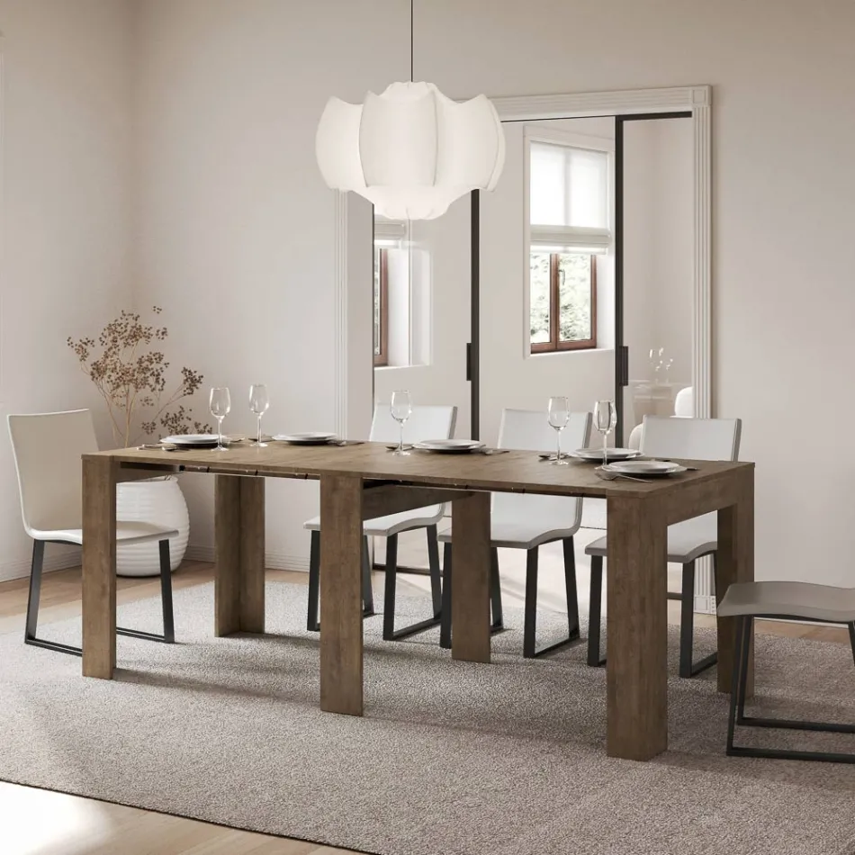 Consola extensibila pana la 211 cm in panouri melaminate Made in Italy - Principessa Viadurini