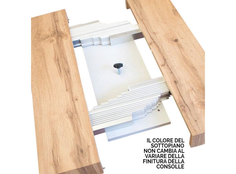 Consolă extensibilă până la 288 cm din lemn și metal Made in Italy - Mistero Viadurini