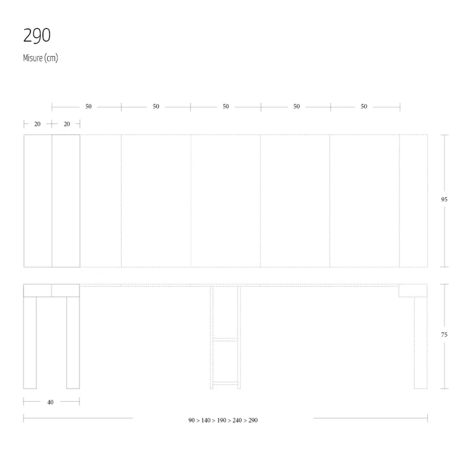 Consola extensibila pana la 290 cm din lemn melaminat Made in Italy - Paride Viadurini