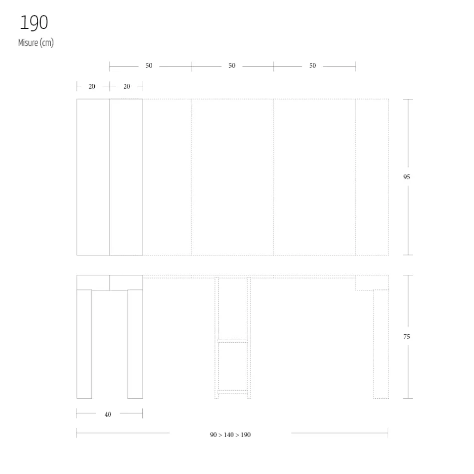 Consola extensibila pana la 290 cm din lemn melaminat Made in Italy - Paride Viadurini