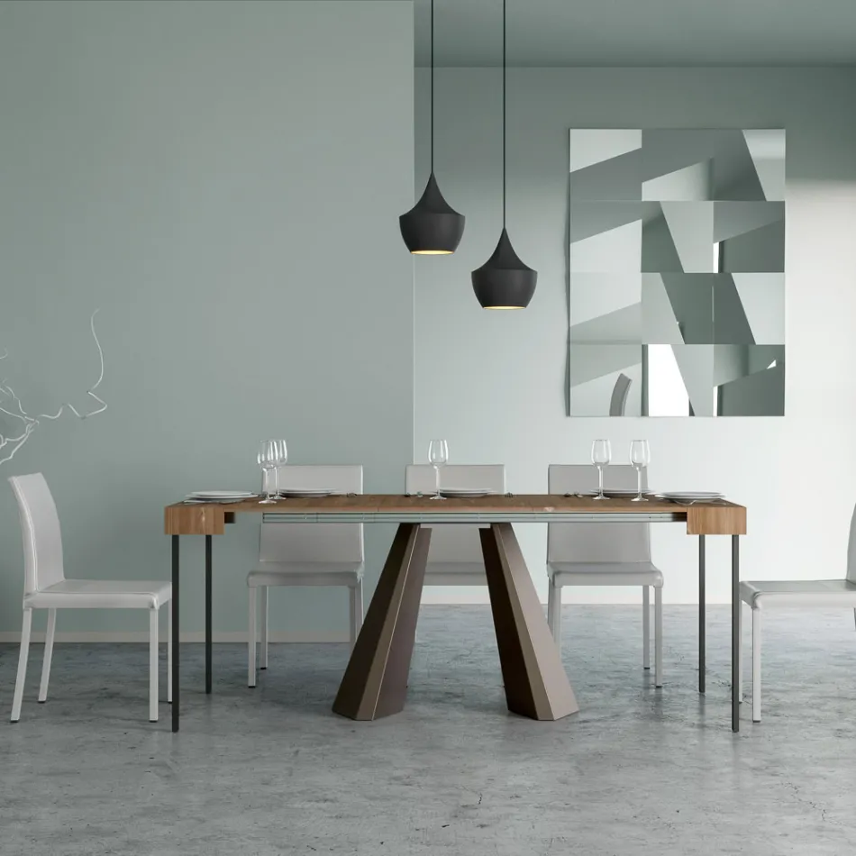 Consolă extensibilă până la 300 cm cu picioare cu finisaj urs Fabricat în Italia - Destino Viadurini