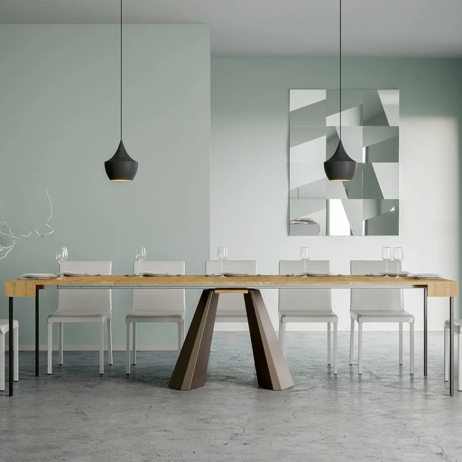 Consolă extensibilă până la 300 cm cu picioare cu finisaj urs Fabricat în Italia - Destino Viadurini