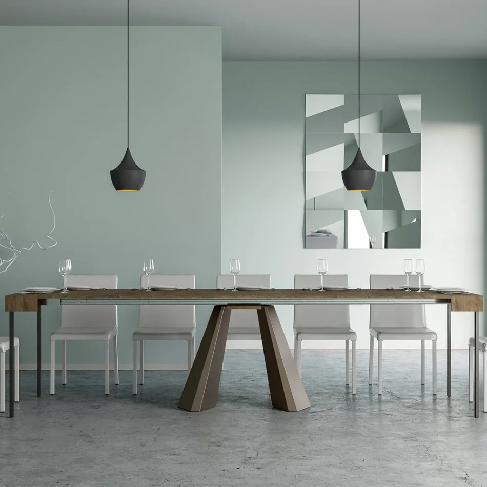 Consolă extensibilă până la 300 cm cu picioare cu finisaj urs Fabricat în Italia - Destino Viadurini