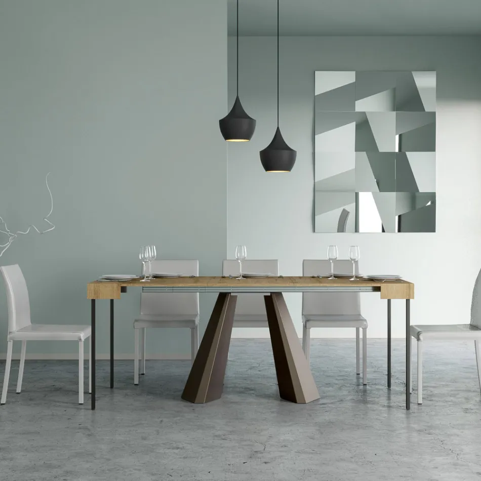 Consolă extensibilă până la 300 cm cu picioare cu finisaj urs Fabricat în Italia - Destino Viadurini