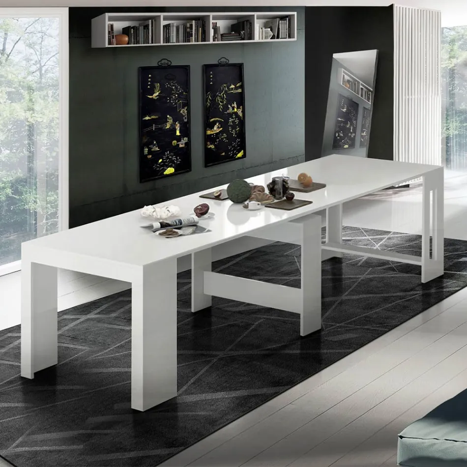 Consolă extensibilă până la 300 cm de la intrare sau sufragerie din lemn - Katharina Viadurini