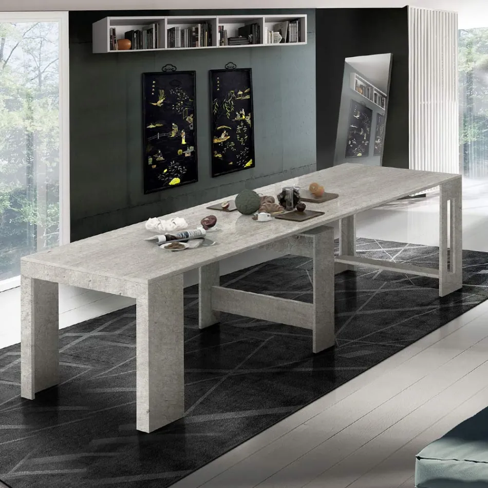 Consolă extensibilă până la 300 cm de la intrare sau sufragerie din lemn - Katharina Viadurini