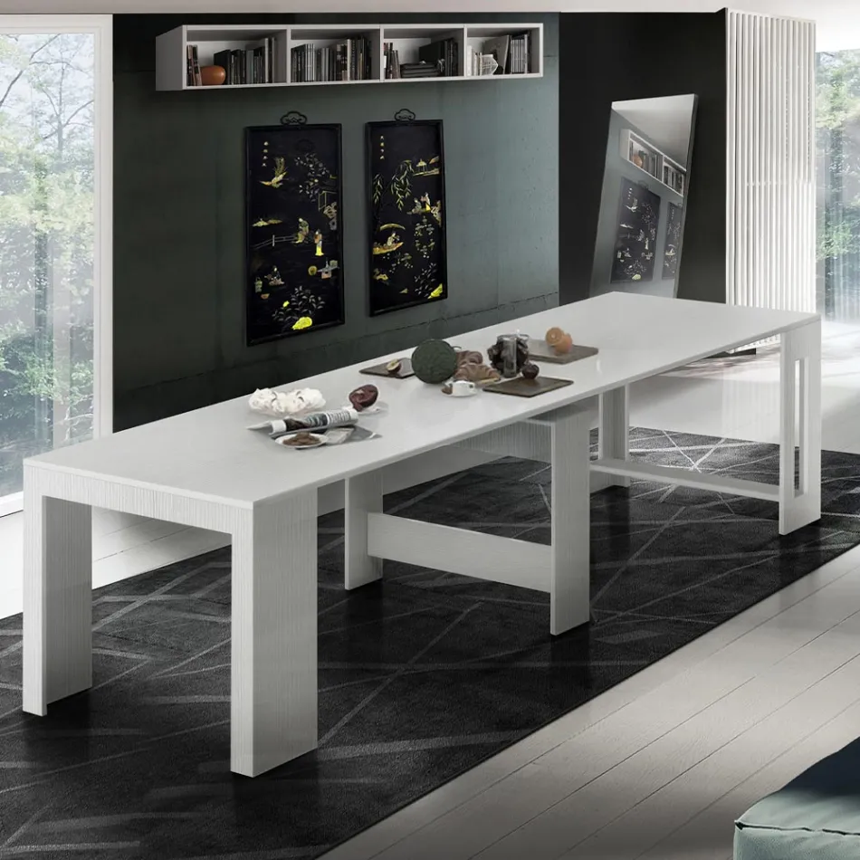 Consolă extensibilă până la 300 cm de la intrare sau sufragerie din lemn - Katharina Viadurini