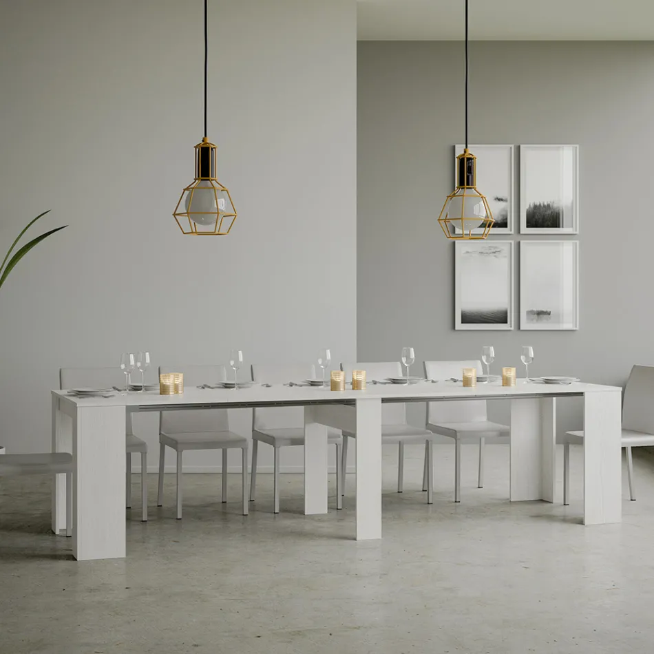 Consola extensibila pana la 308 cm cu suport central Made in Italy - Oracle Viadurini