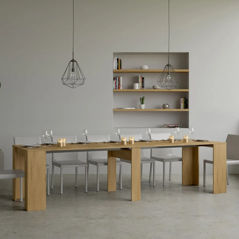 Consola extensibila pana la 308 cm cu suport central Made in Italy - Oracle Viadurini