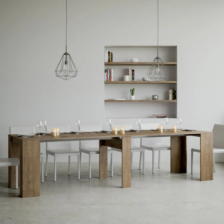 Consola extensibila pana la 308 cm cu suport central Made in Italy - Oracle Viadurini