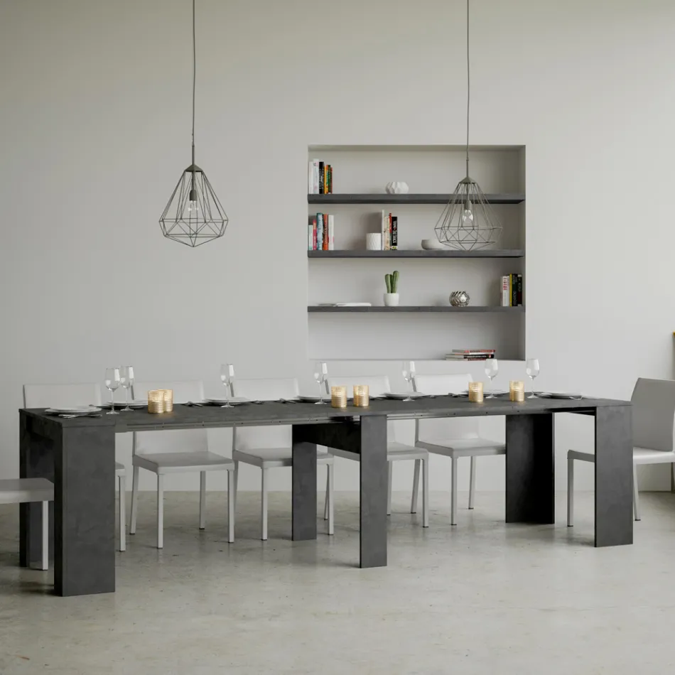 Consola extensibila pana la 308 cm cu suport central Made in Italy - Oracle Viadurini