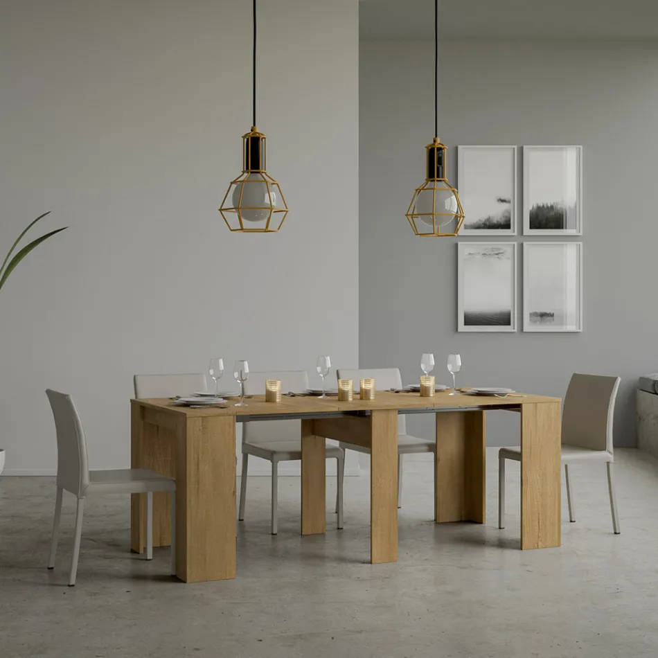 Consola extensibila pana la 308 cm cu suport central Made in Italy - Oracle Viadurini