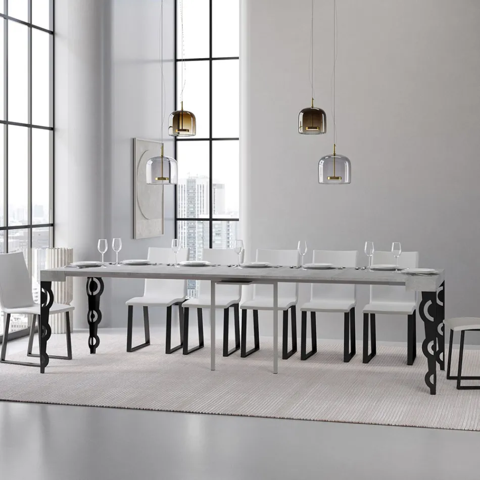 Consolă extensibilă cu picioare moderne din fier Made in Italy - Palazzo Viadurini